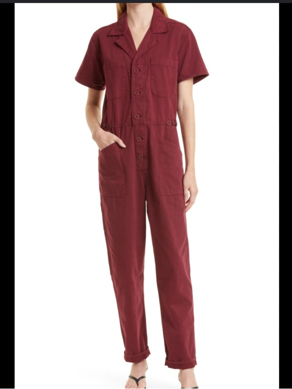 Pistola Grover Field Suit Merlot Burgundy Utility Jumpsuit Cotton Short Sleeve S - Picture 2 of 12